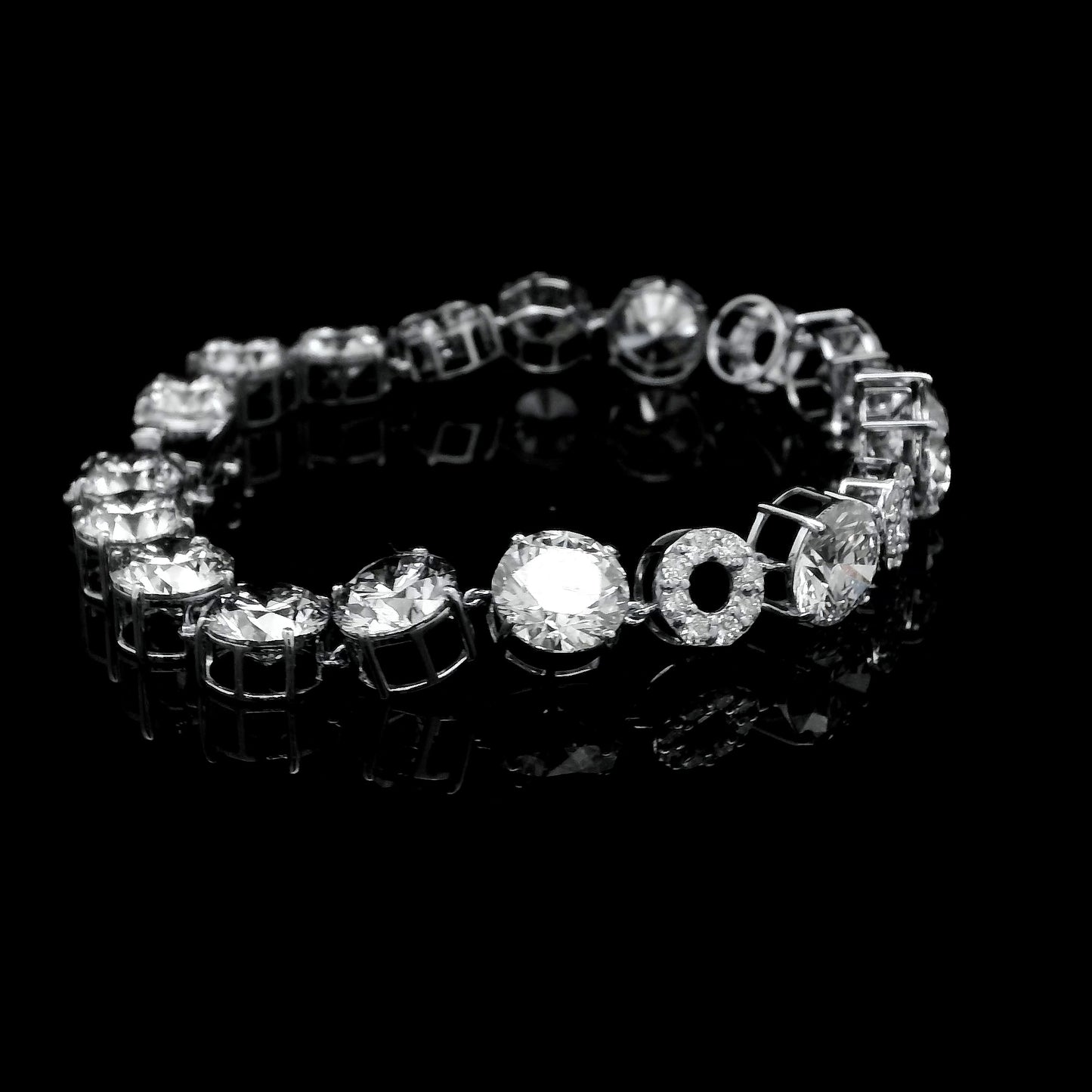 27.29 Ct Round Lab Grown Diamond 14K Gold Bracelet