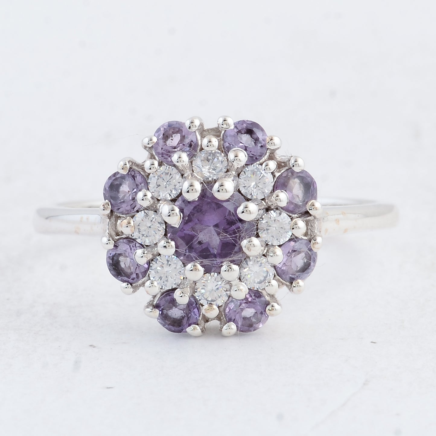 1.56 Ct Round Amethyst 925 Sterling Silver Ring