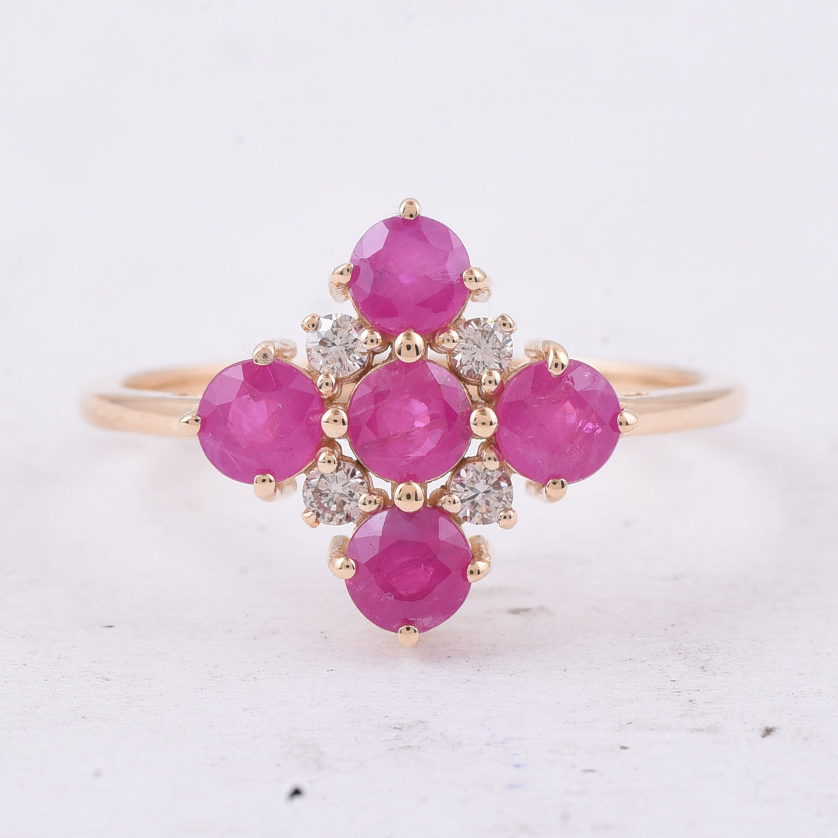 1.42 Ct Round Natural Ruby 14K Gold Ring