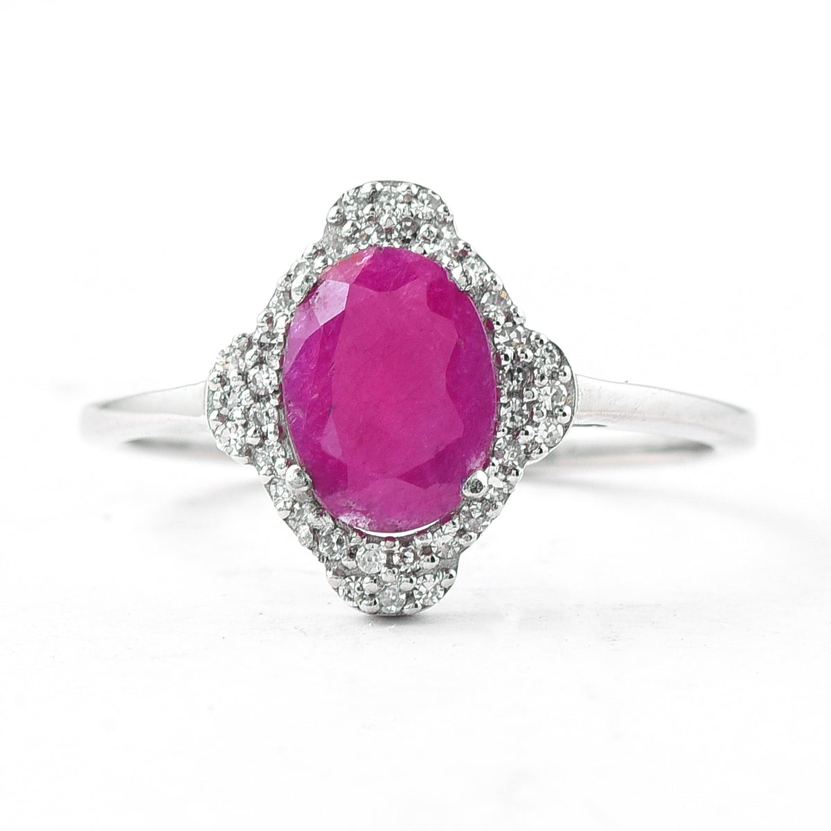 1.20 Ct Oval Mixed Cut Natural Ruby 950 Platinum Ring