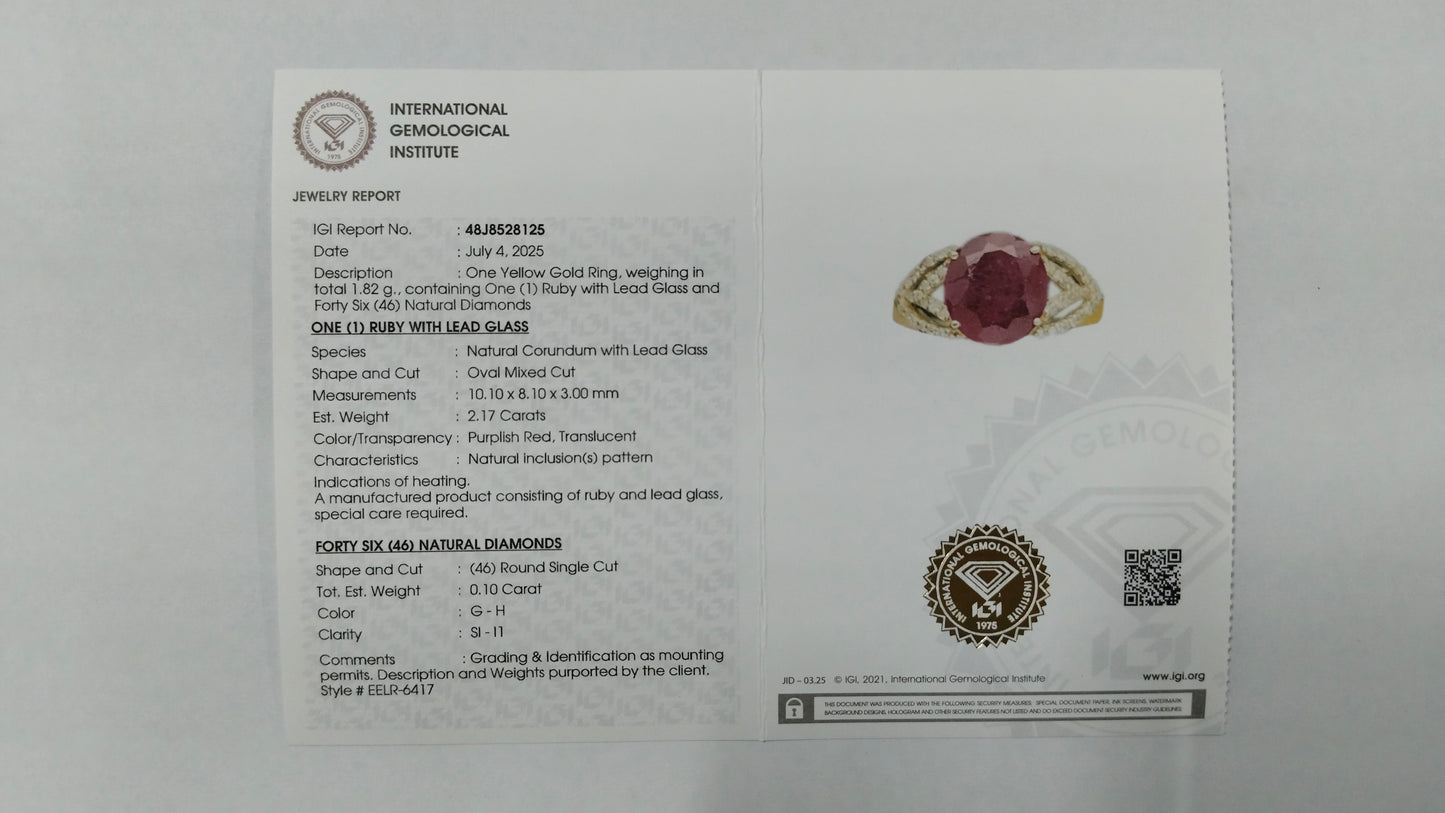 2.27 Ct Oval Mixed Cut Natural Corundum Ruby 14K Gold Ring