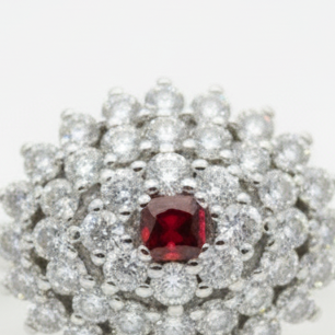 1.30 Ct Round Garnet, Cubic Zirconia 925 Sterling Silver Ring
