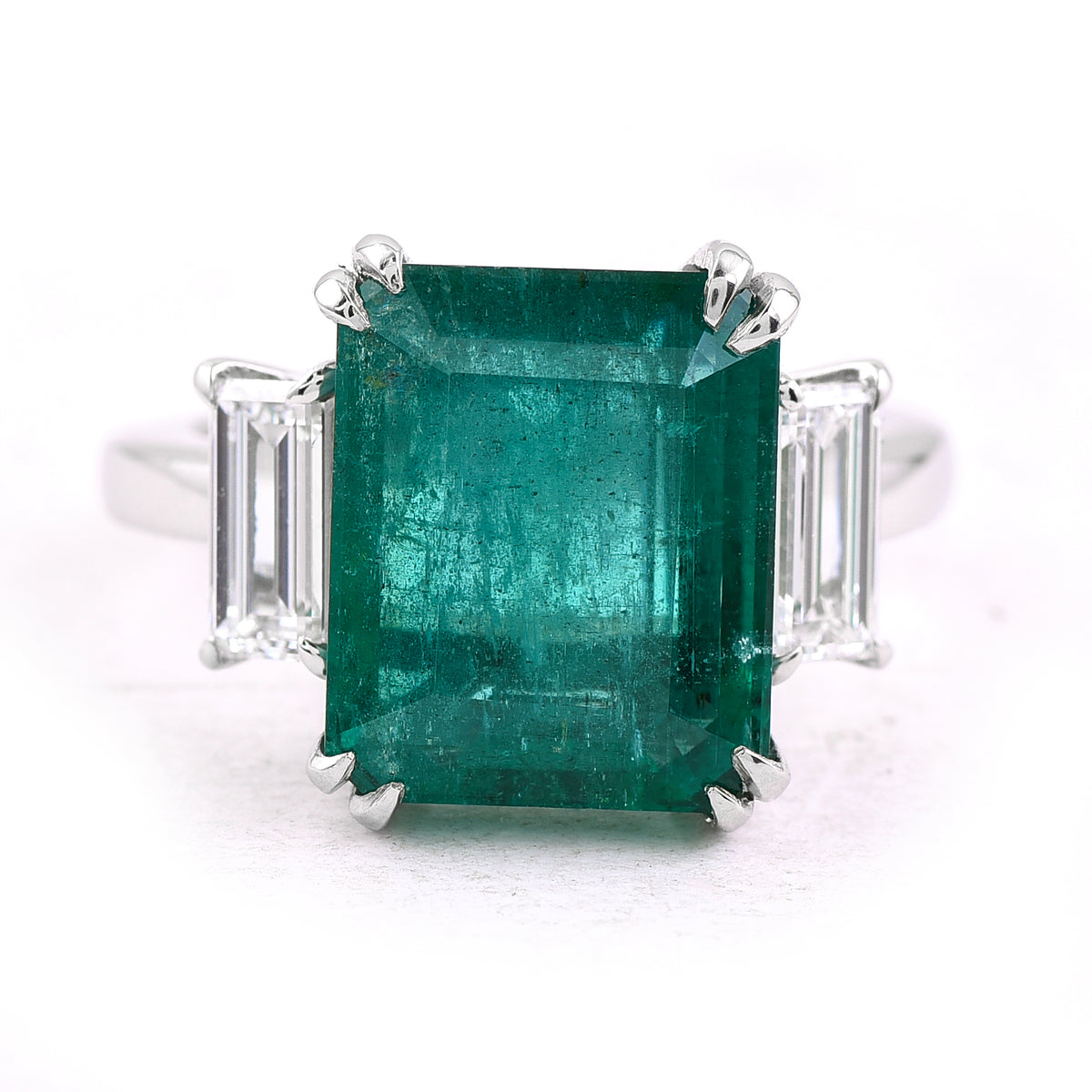 8.78 Ct Octagon Step Cut Natural Beryl Emerald 950 Platinum Ring