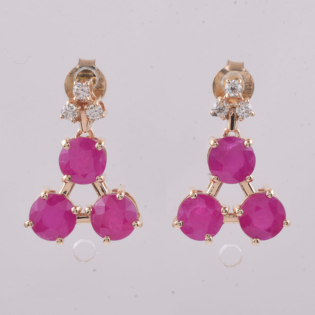 4.38 Ct Round Natural Ruby 14K Gold Earrings