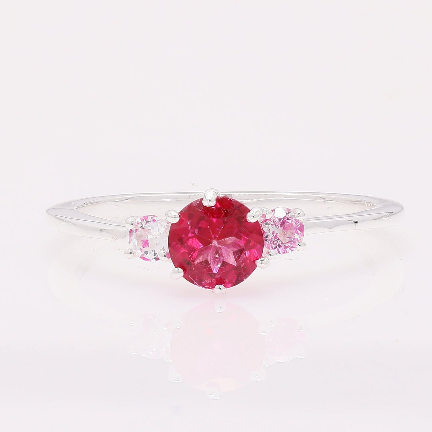 1.34 Ct Round Pink Topaz 925 Silver Ring