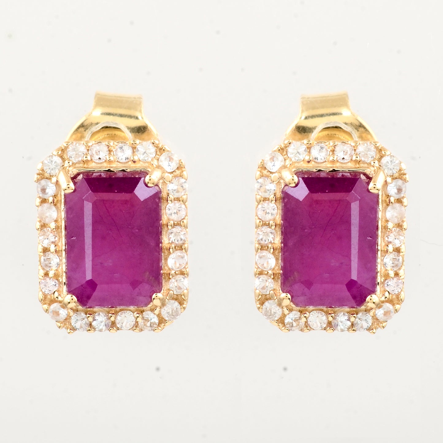 3.03 Ct Octagon Ruby 14K Gold Earrings