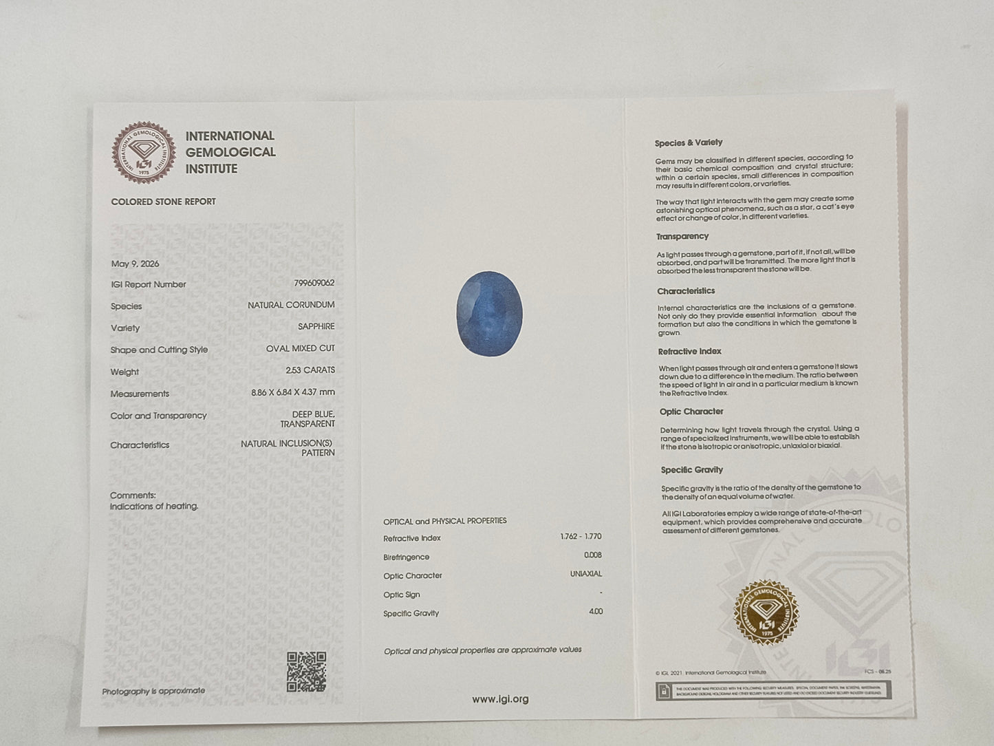 2.53 Natural Corundum Sapphire Oval Mixed Cut Gemstone