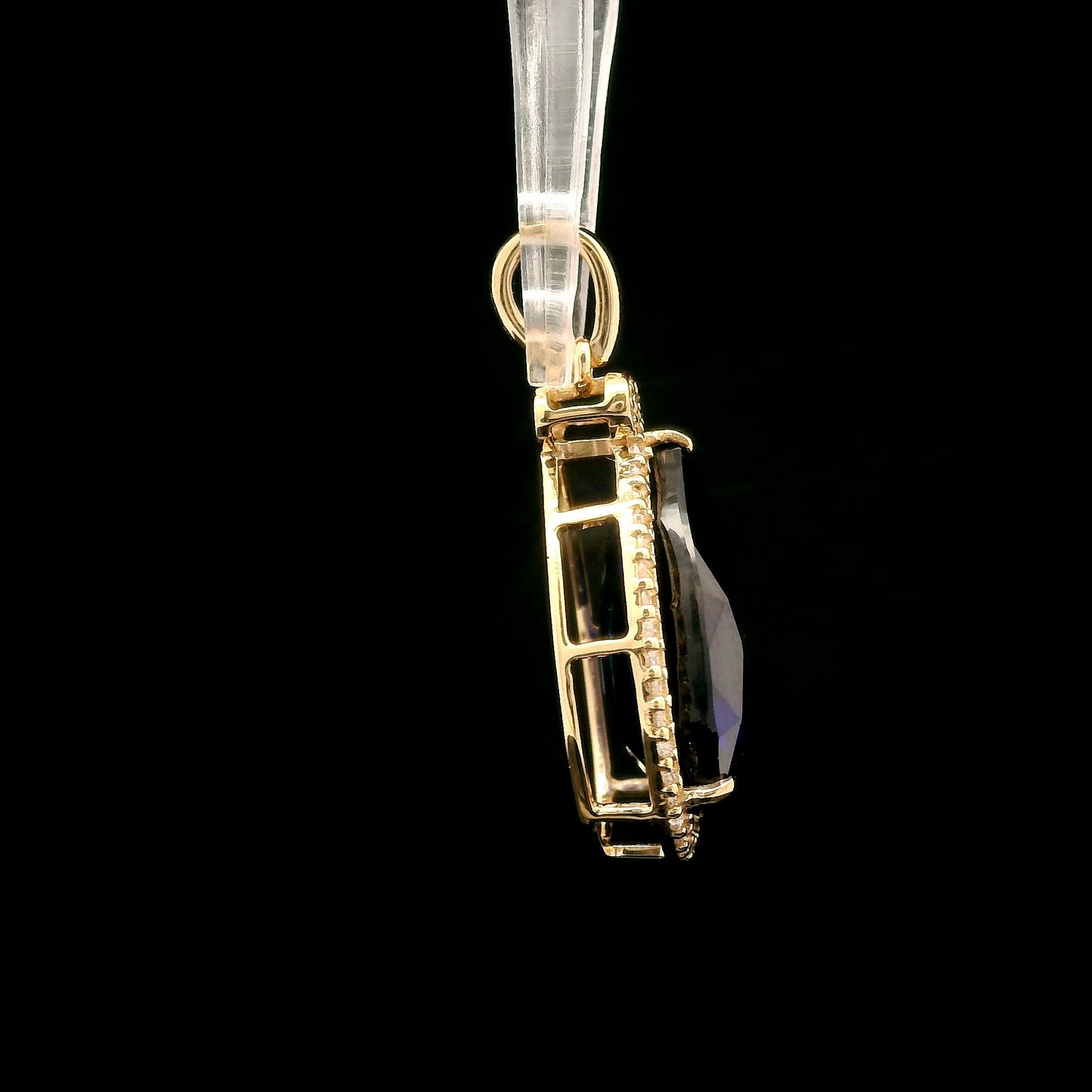 6.37 Ct Pear Mixed Cut Lab Grown Sapphire 14K Gold Pendant