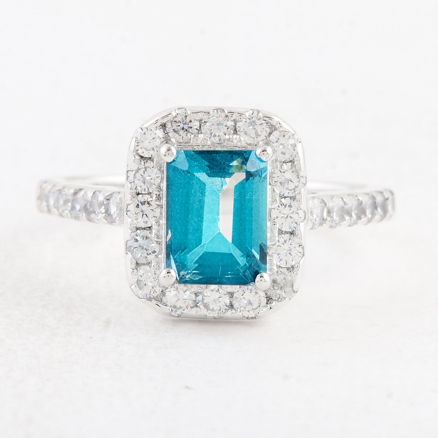 3.82 Ct Octagon Pariba Topaz 925 Sterling Silver Ring