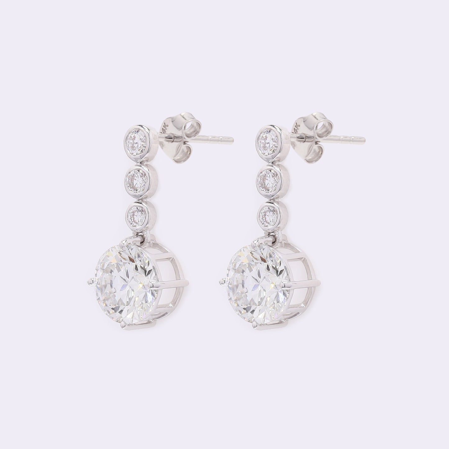 3.35 Carats Lab Grown Diamond 14K Gold Earrings