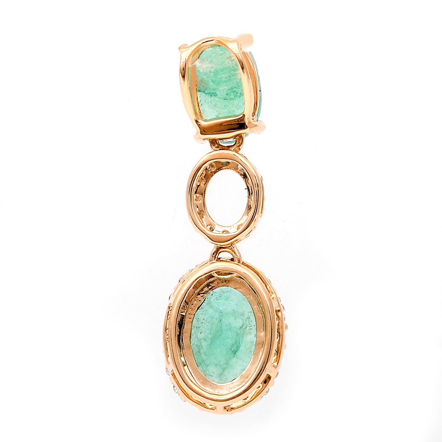 1.10 Ct Oval Mixed Cut Natural Emerald 14K Gold Pendant