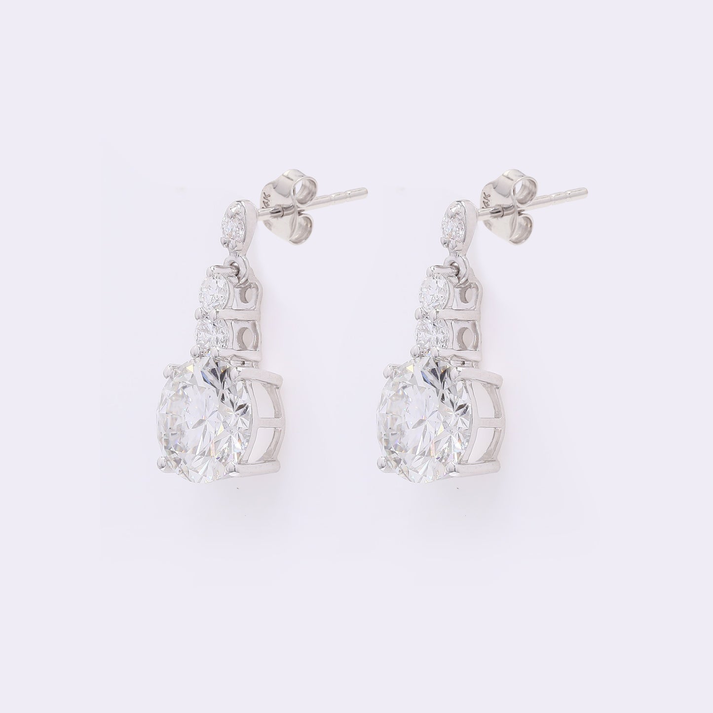 3.58 Carats Lab Grown Diamond 14K Gold Earrings
