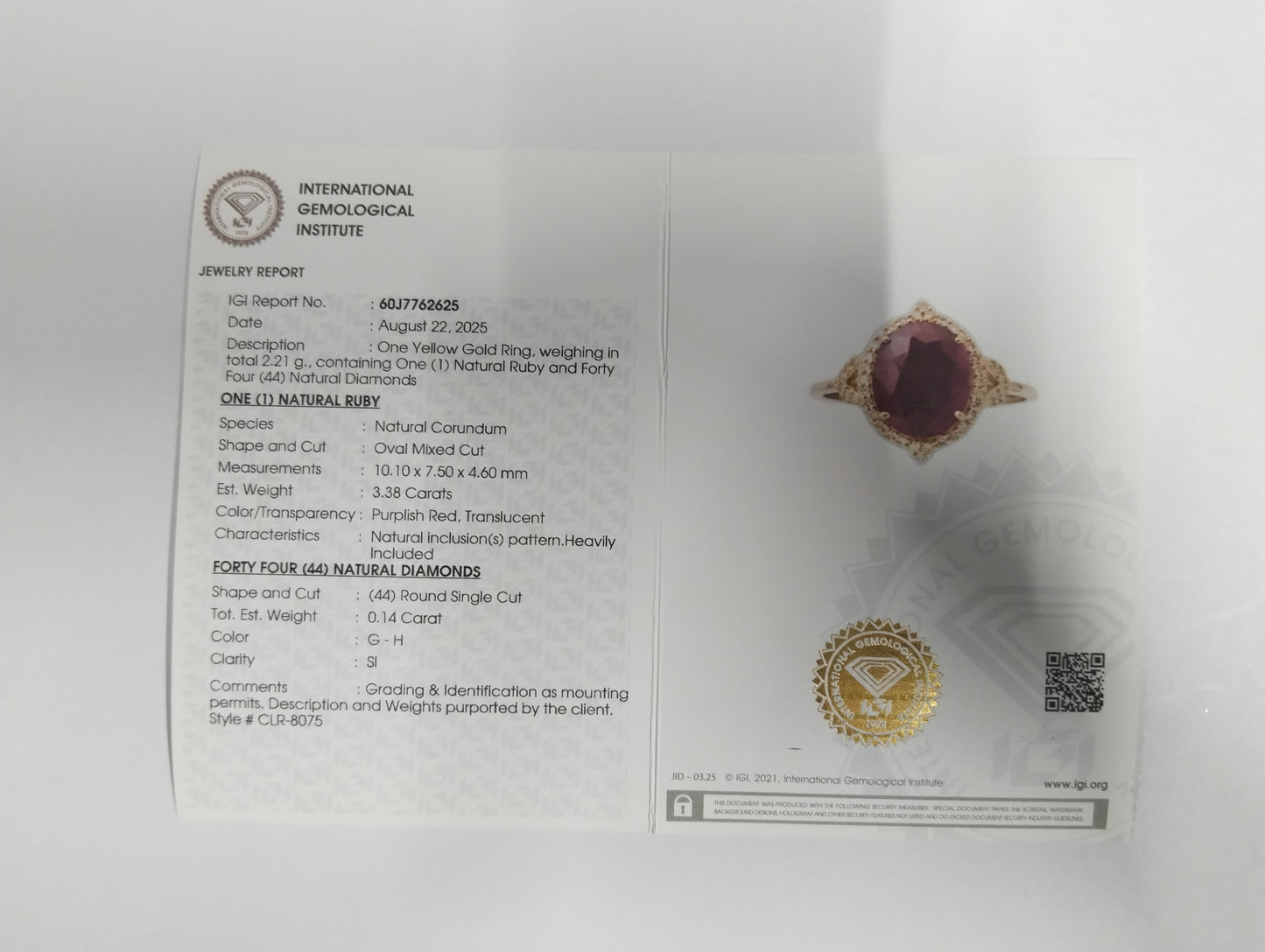 3.52 Ct Oval Mixed Cut Natural Corundum Ruby 14K Gold Ring