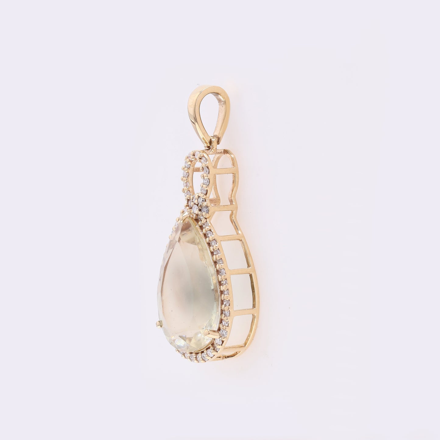 4.10 Ct Pear Mixed Cut Natural Sunstone 14K Gold Pendant