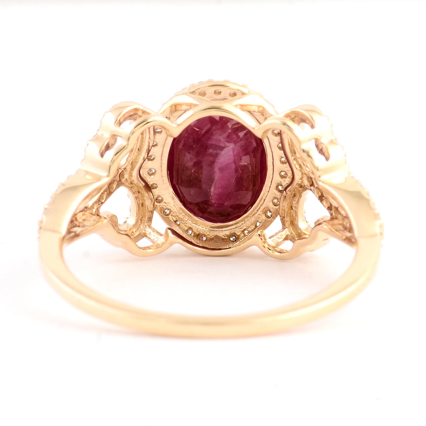 2.61 Ct Oval Mixed Cut Natural Corundum Ruby 14K Gold Ring