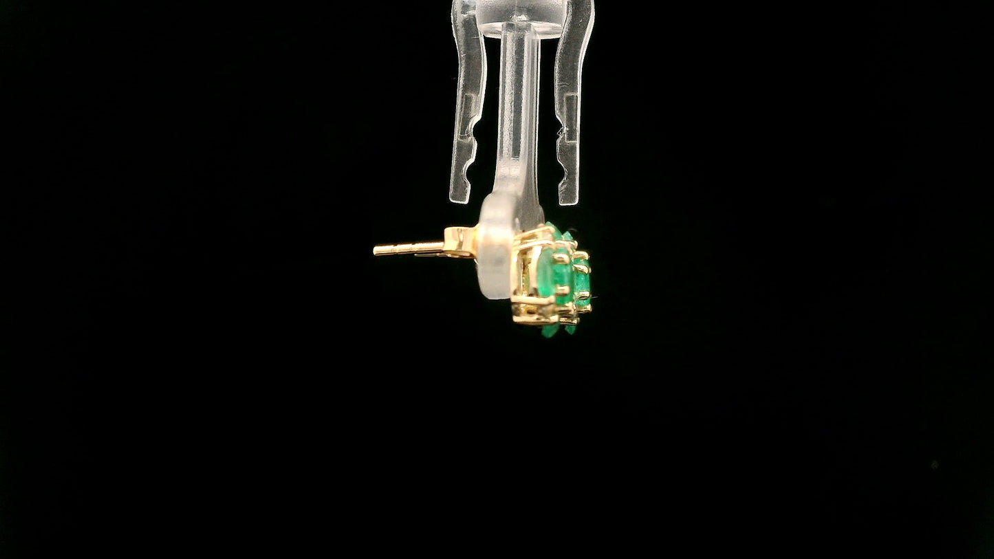 1.45 Ct Round Emerald 14K Gold Earrings