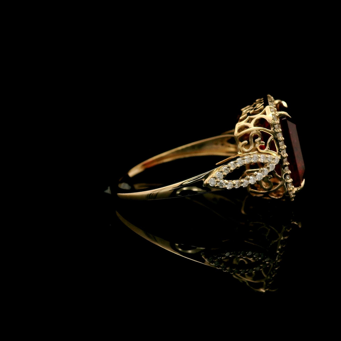 5.03 Ct Emerald Cut Lab Grown Ruby 14K Gold Ring