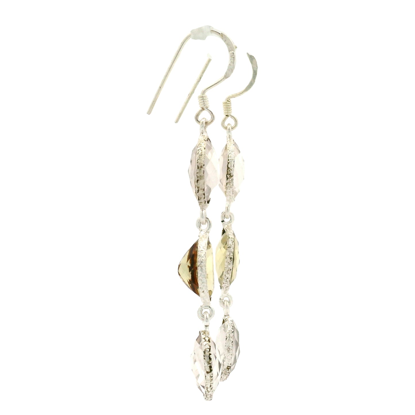 10.10 Ct Rose Quartz, Lemon Quartz 925 Sterling Silver Earrings