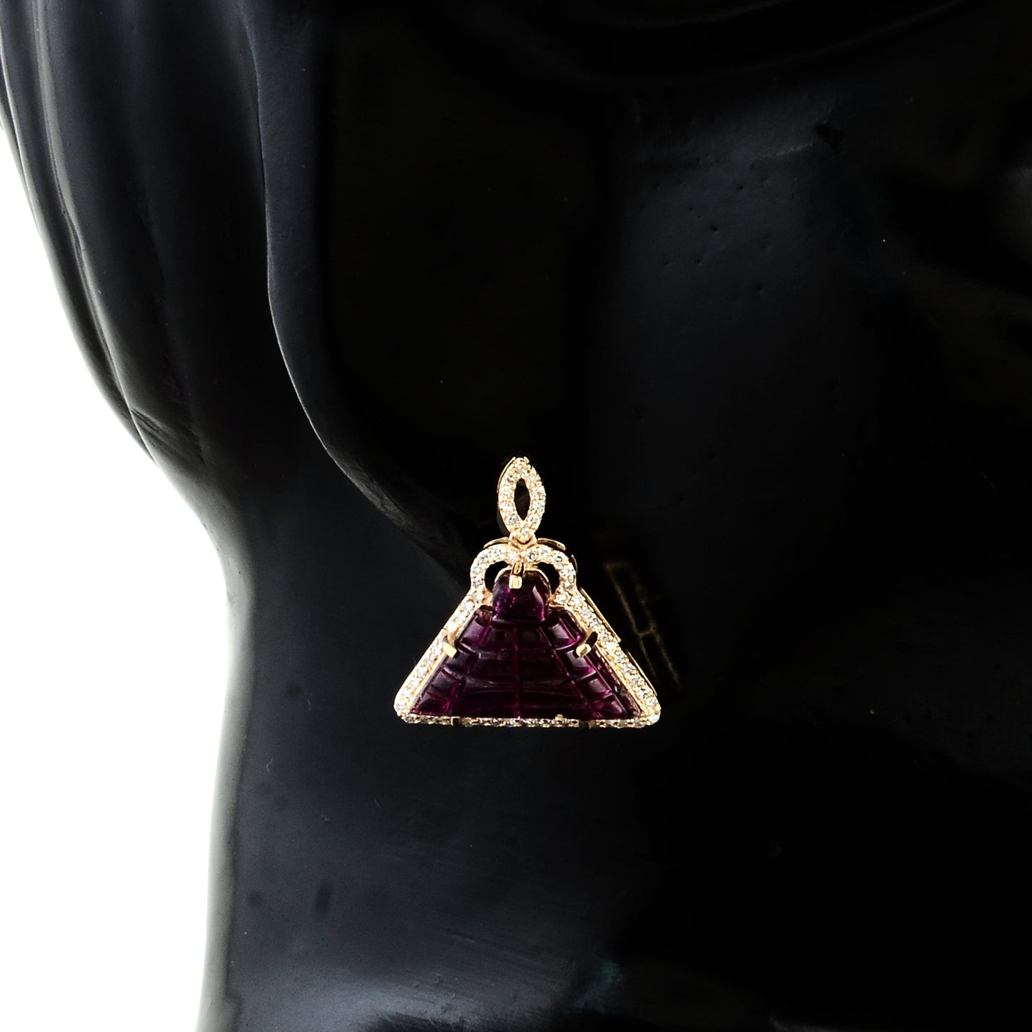 9.10 Ct Fancy Carving Natural Tourmaline 14K Gold Earrings