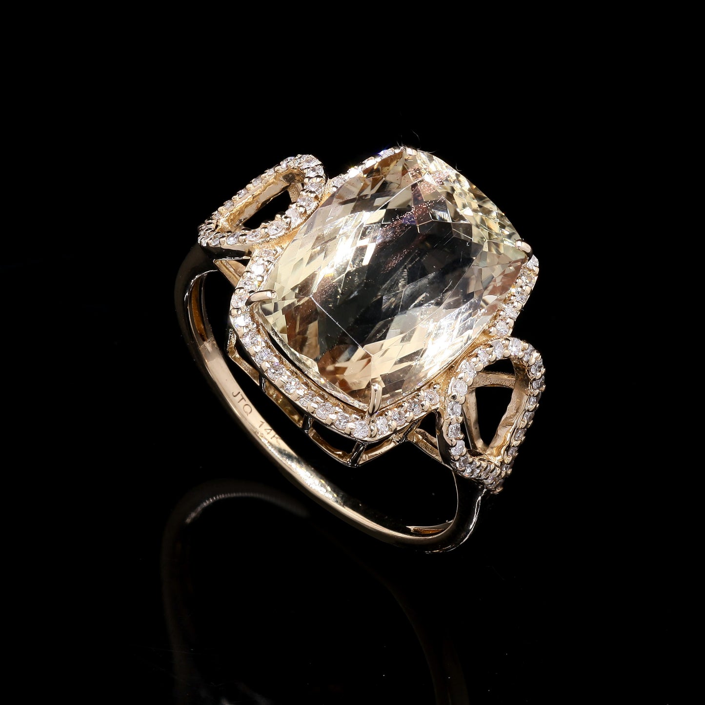 6.53 Ct Rectangular Cushion Mixed Cut Natural Plagioclase Feldspar Sunstone 14K Gold Ring