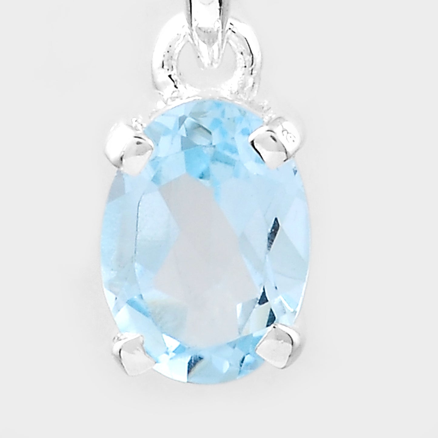 0.84 Ct Oval Blue Topaz, 925 Sterling Silver Pendant