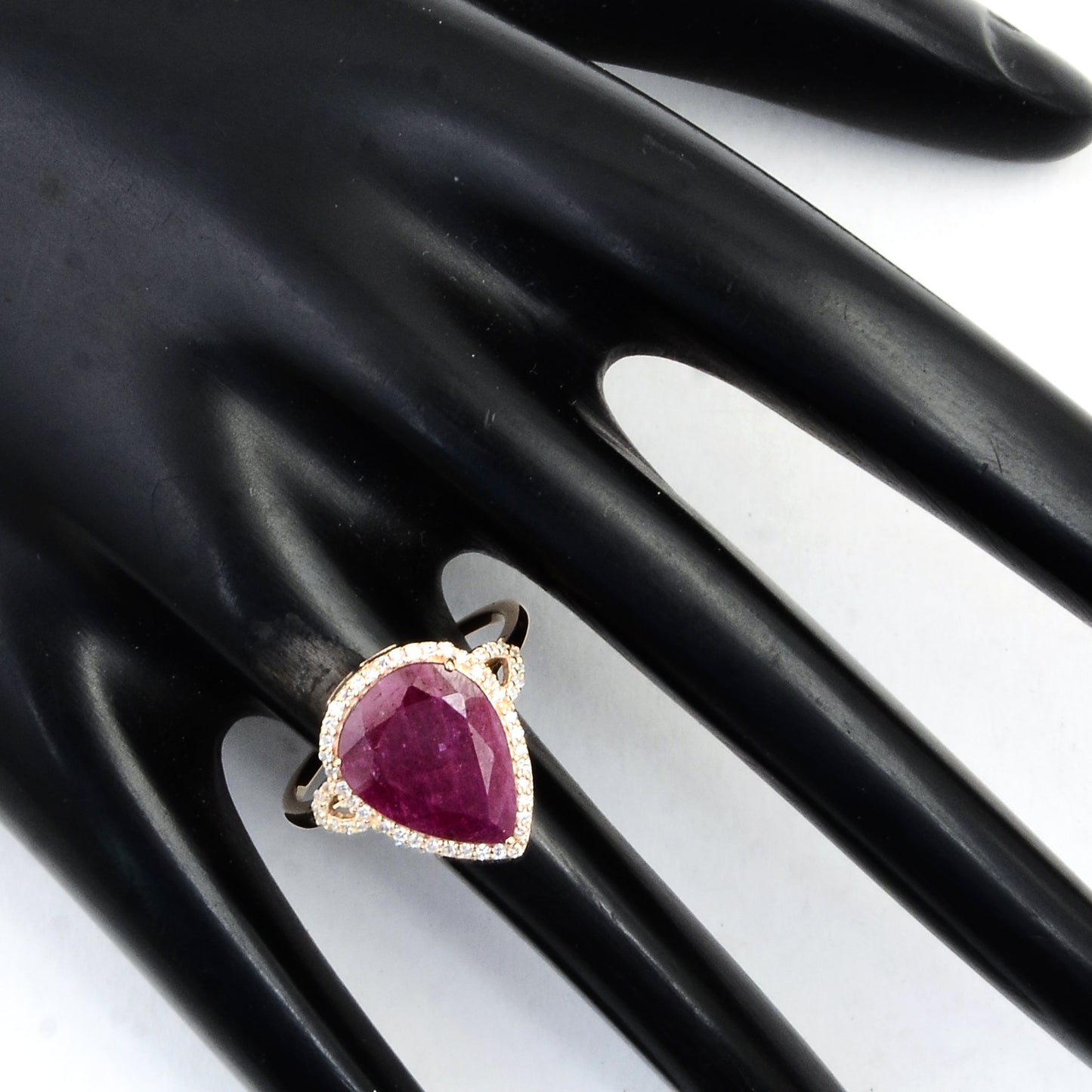 4.51 Ct Pear Mixed Cut Natural Corundum Ruby 14K Gold Ring