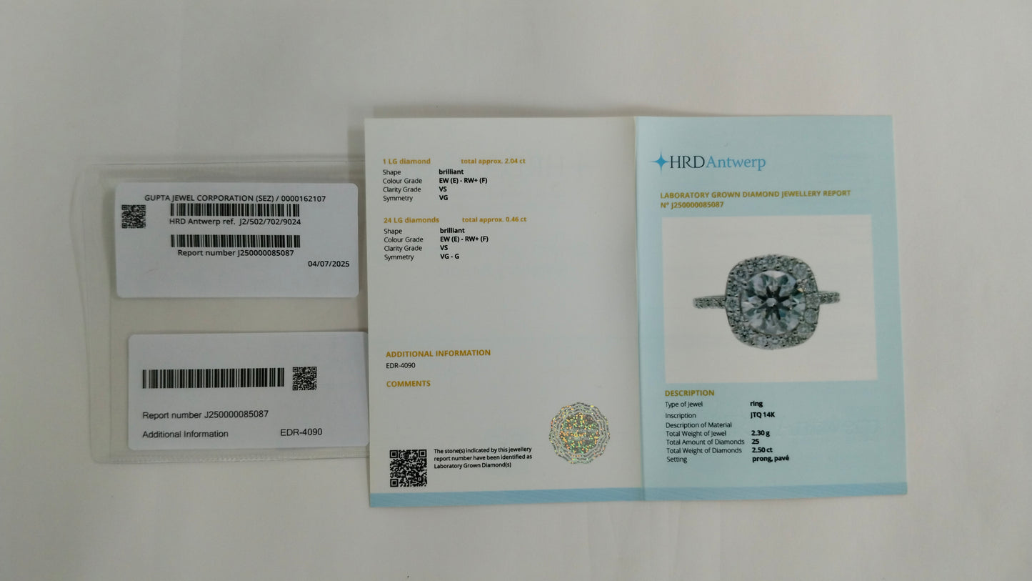 2.50 Carats Lab Grown Diamond 14K Gold Ring