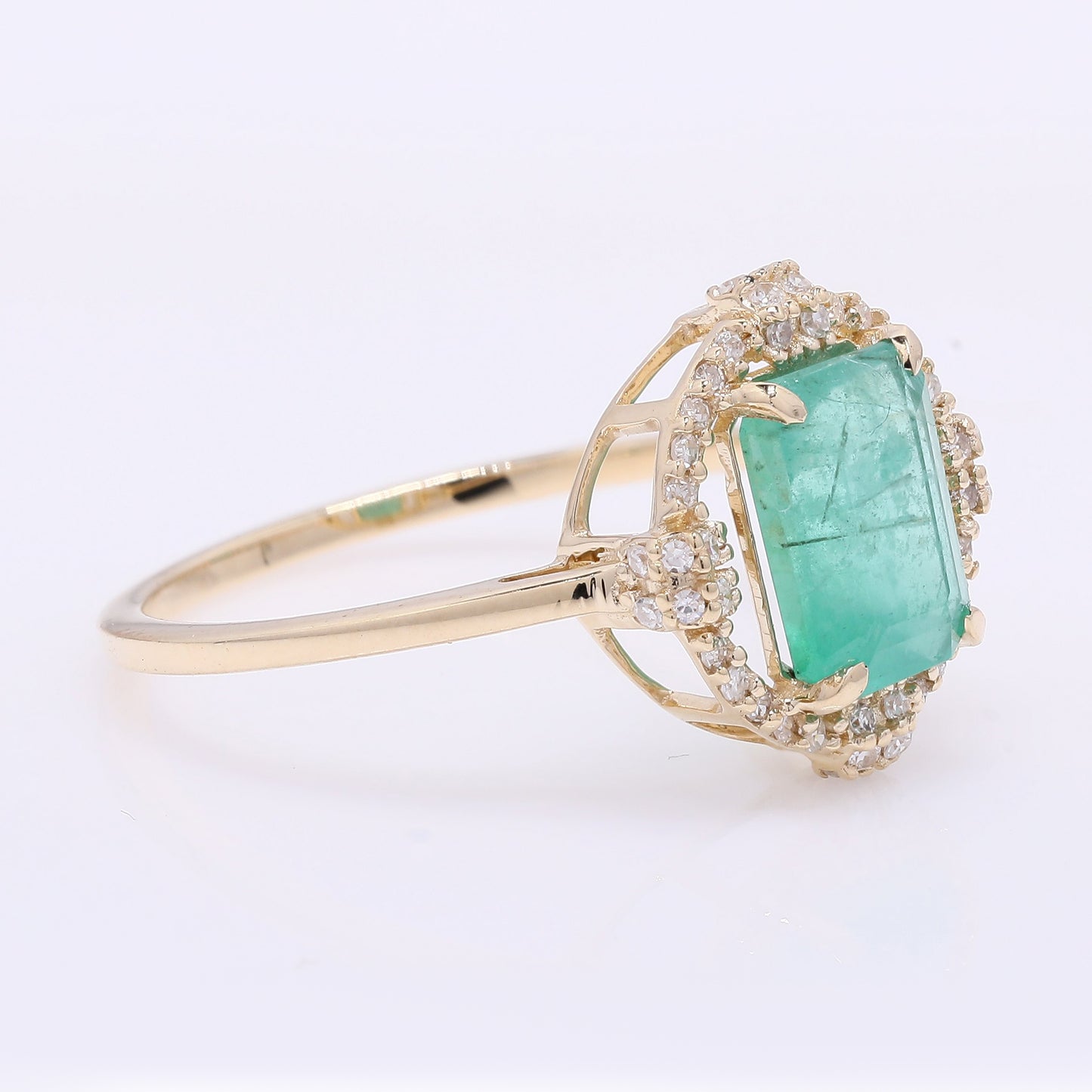 1.75 Ct Octagon Step Cut Natural Emerald 14K Gold Ring