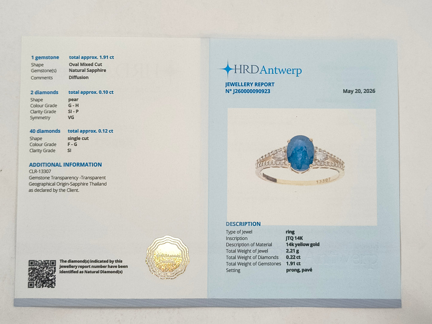 2.13 Ct Oval Sapphire 14K Gold Ring