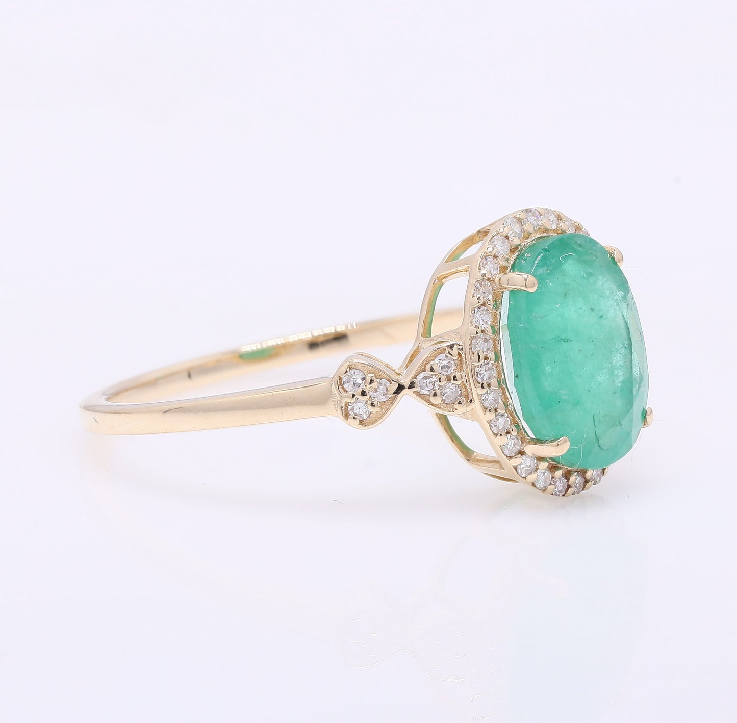 1.89 Ct Cushion Mixed Cut Natural Emerald 14K Gold Ring