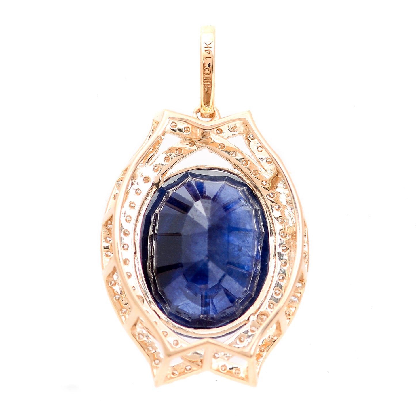 6.39 Ct Oval Mixed Cut Natural Sapphire 14K Gold Pendant