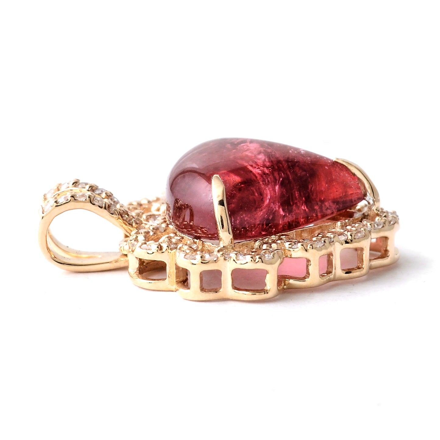 4.07 Ct Fancy Cabochon Natural Tourmaline 14K Gold Pendant