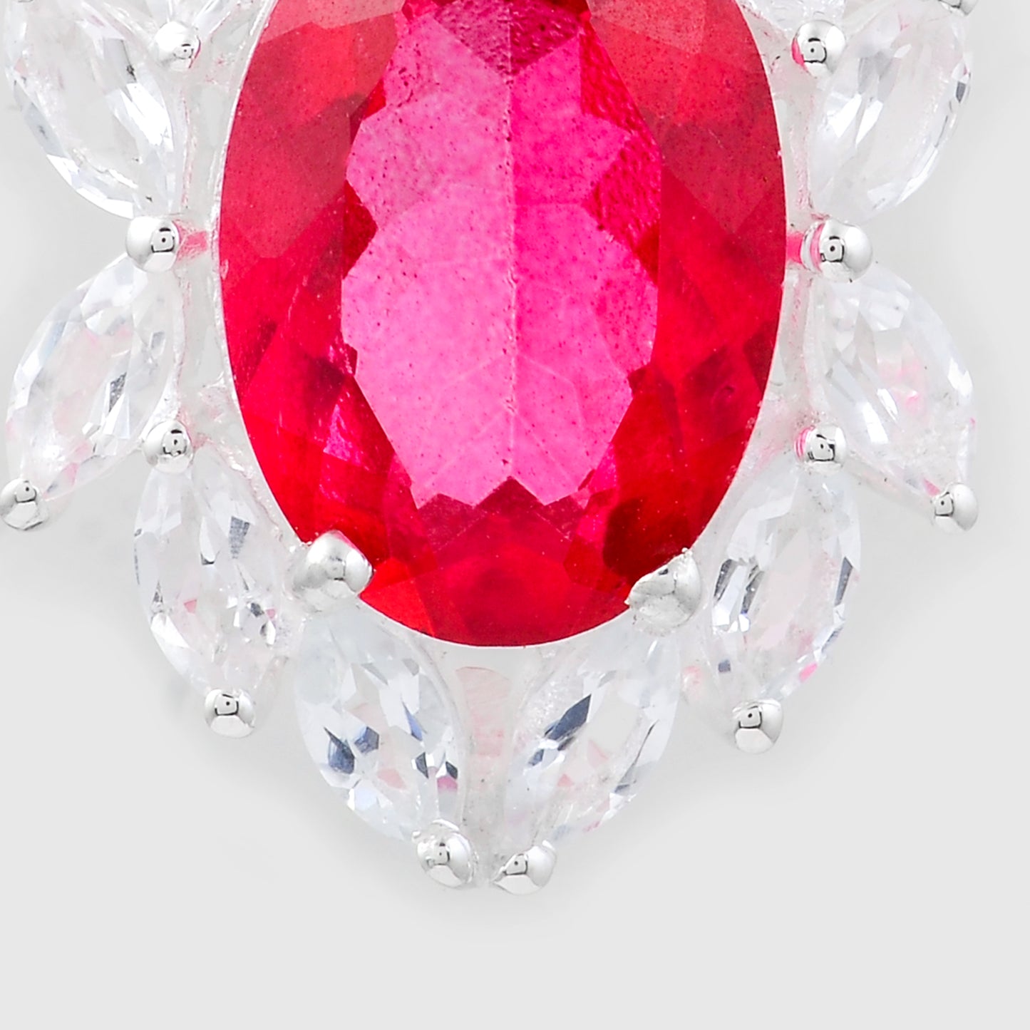 8.87 Ct Oval Pink Topaz, White Topaz, 925 Sterling Silver Pendant