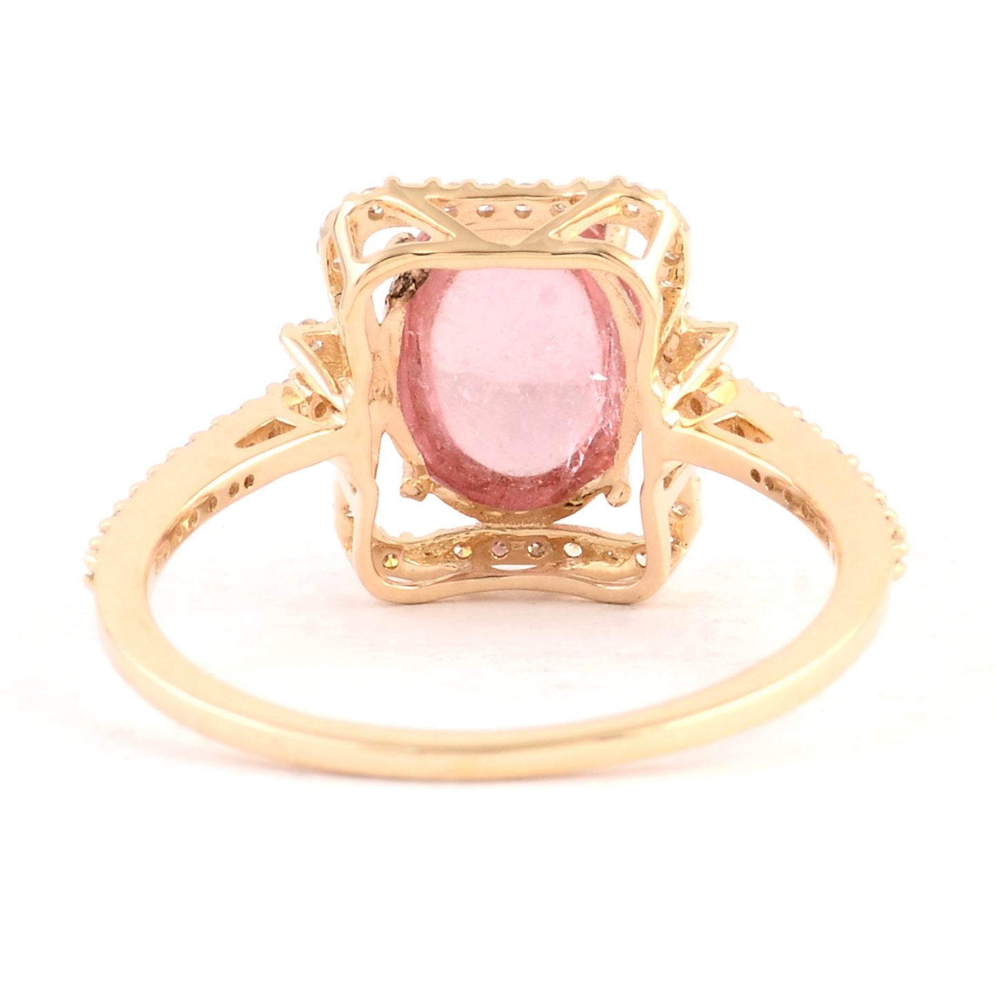 2.38 Ct Oval Cabochon Natural Tourmaline 14K Gold Ring
