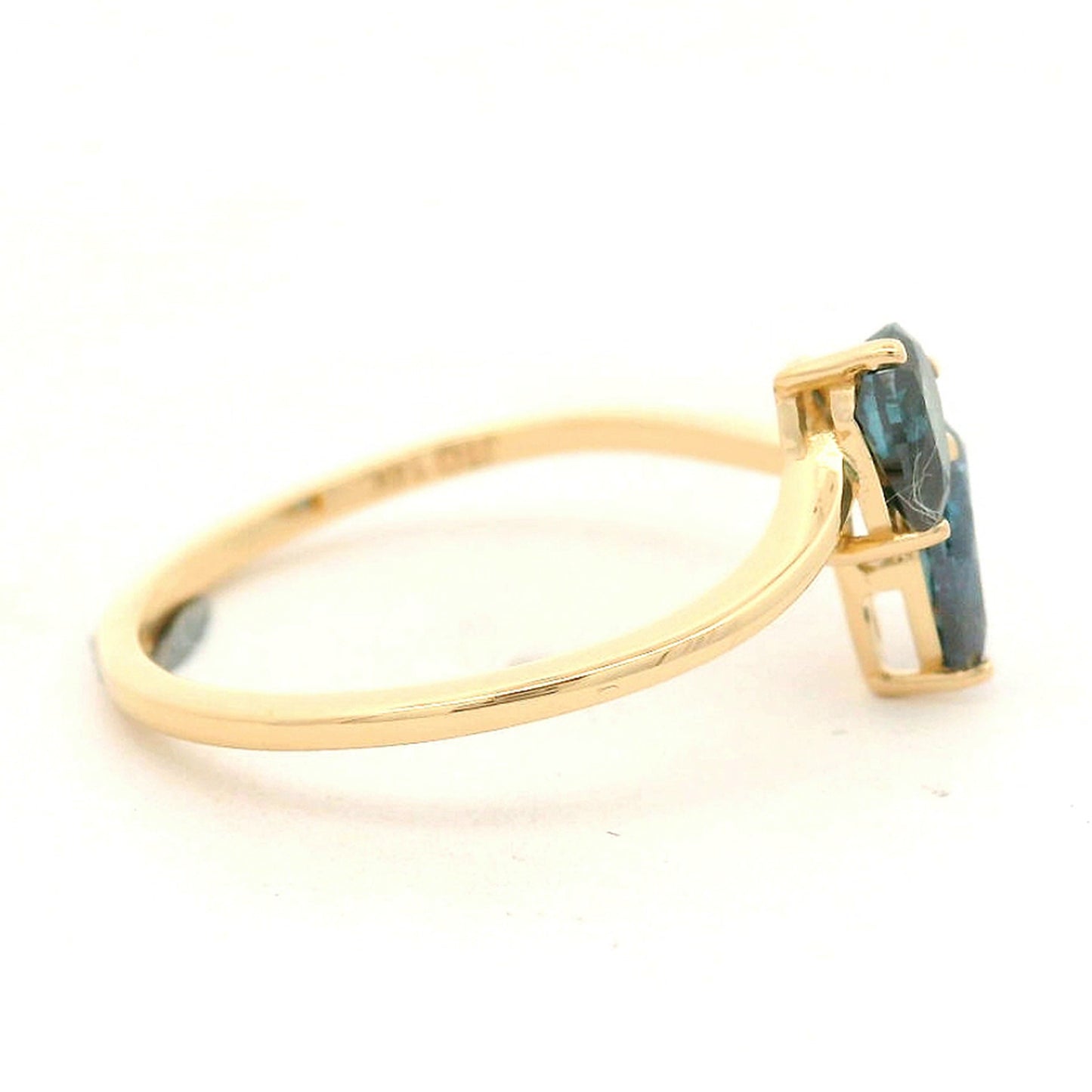 0.87 Ct Pear Blue Diamond 14K Gold Ring