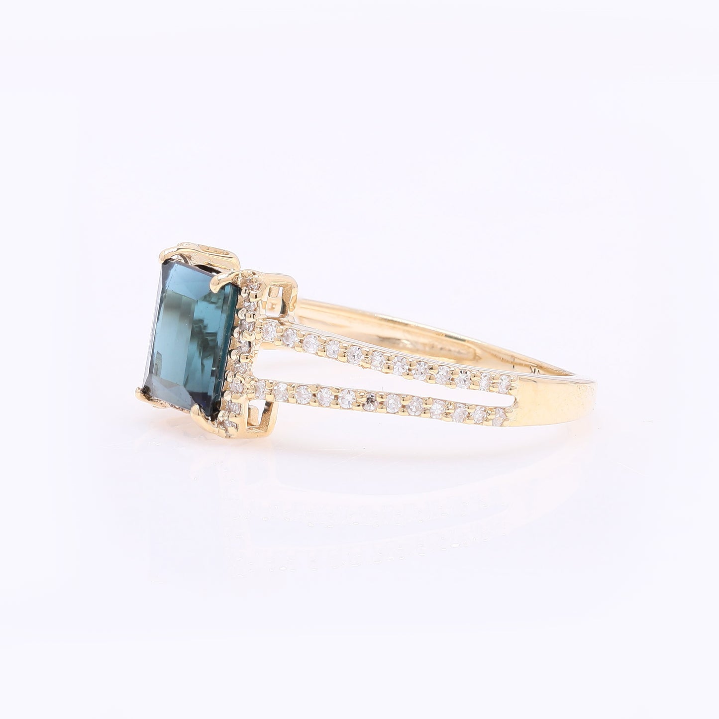 1.39 Ct Rectangle Step Cut Natural Tourmaline 14K Gold Ring