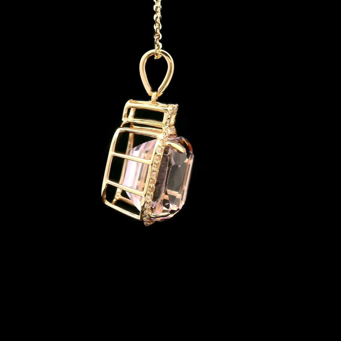 8.13 Ct Cushion Kunzite 14K Gold Pendant