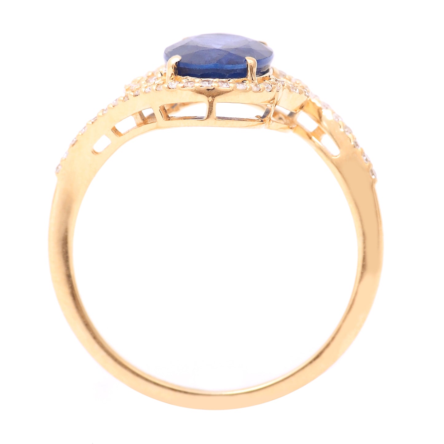 2.28 Ct Oval Mixed Cut Natural Sapphire 14K Gold Ring