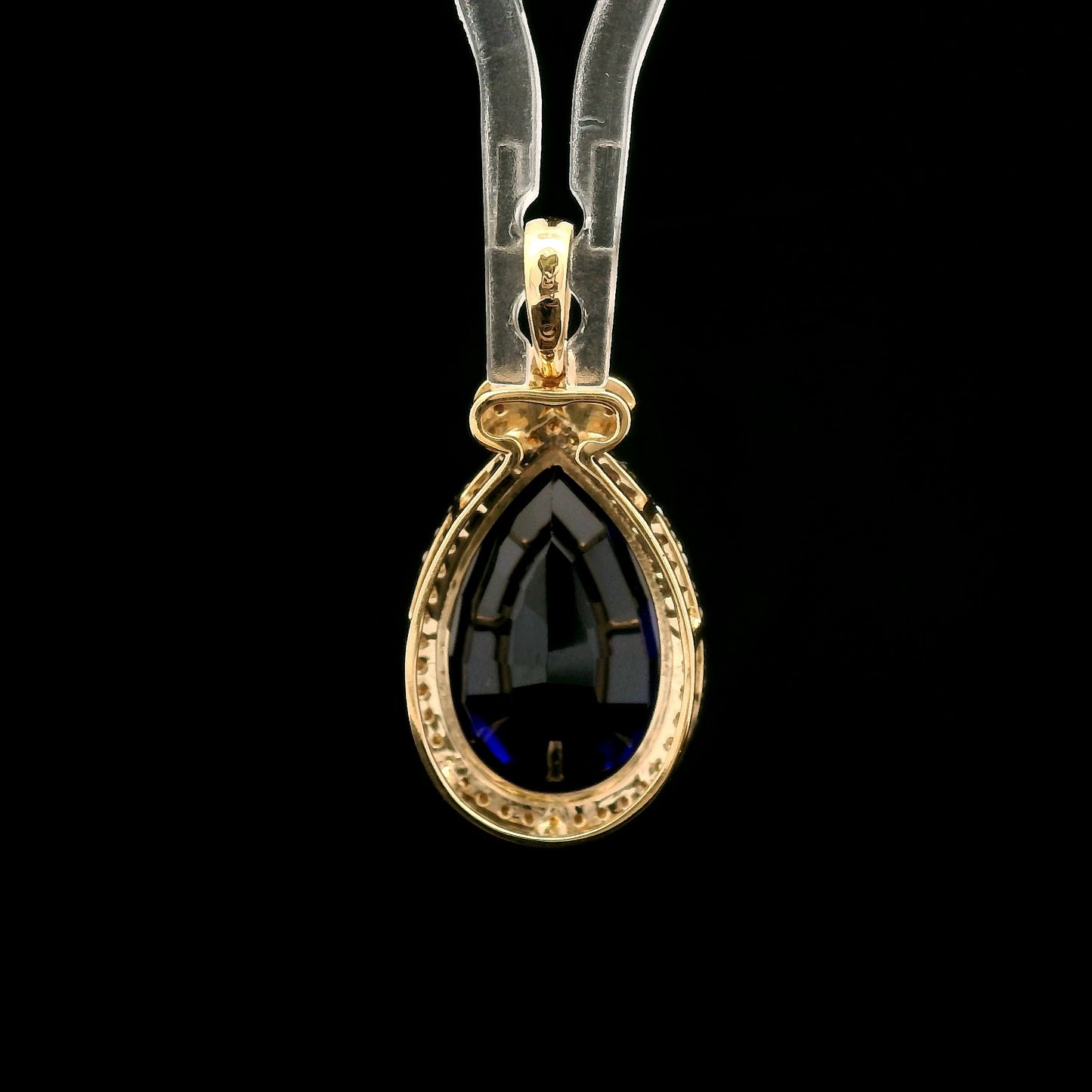 6.37 Ct Pear Mixed Cut Lab Grown Sapphire 14K Gold Pendant