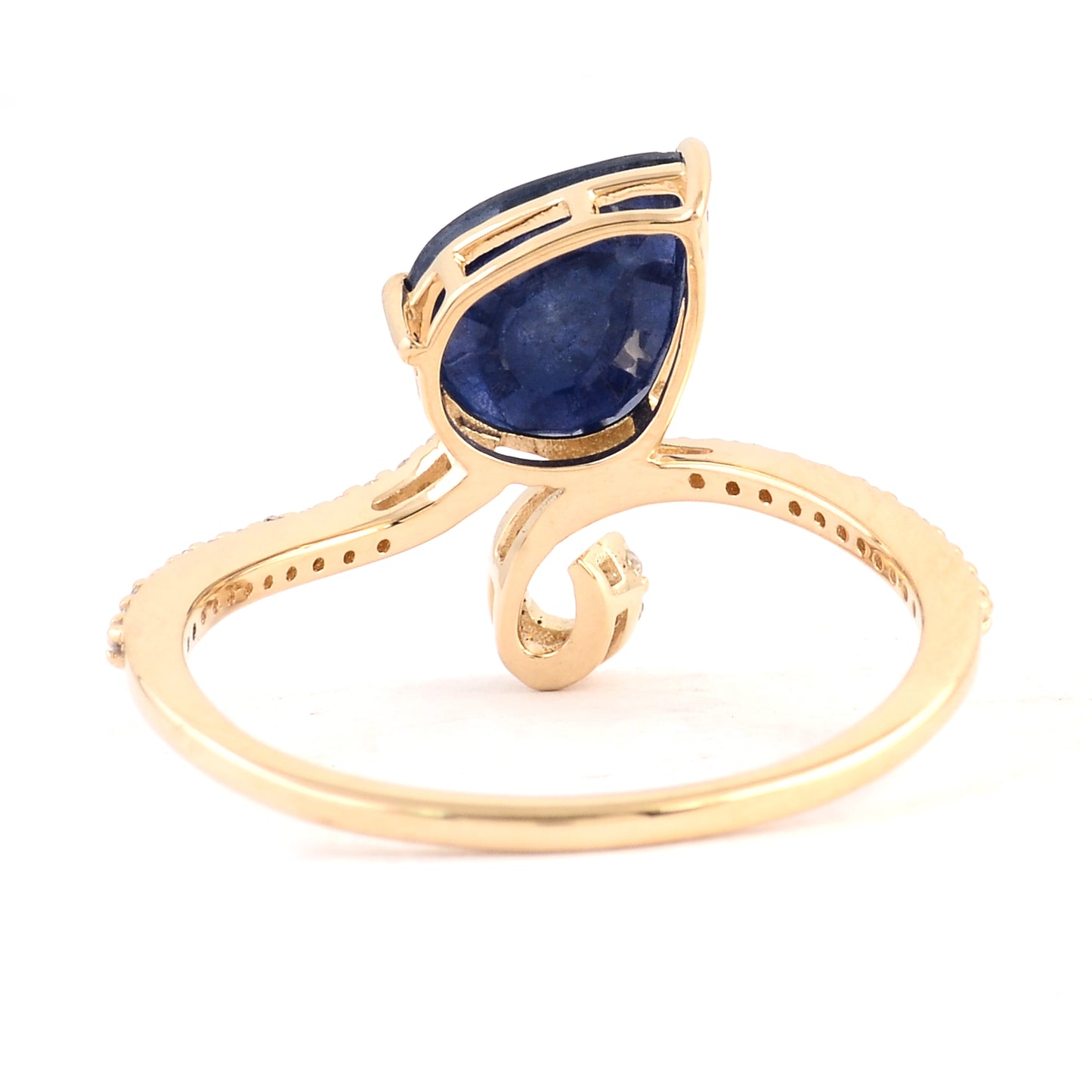 1.91 Ct Pear Mixed Cut Natural Corundum Sapphire 14K Gold Ring