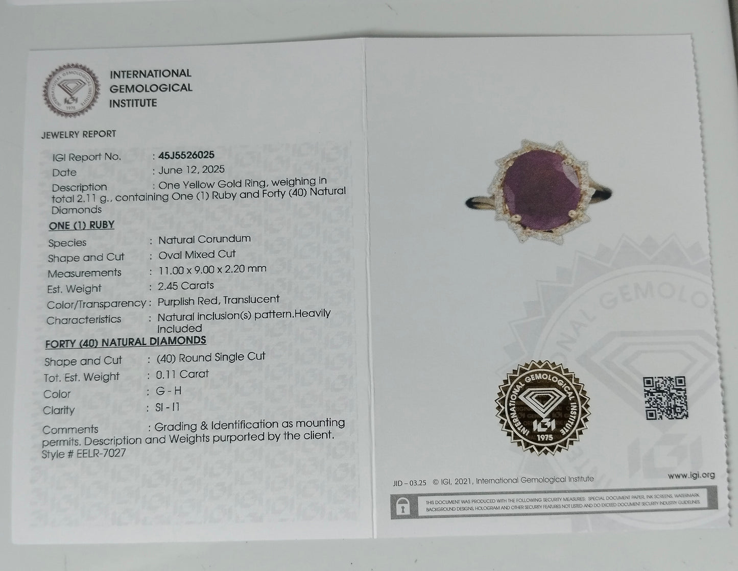 2.56 Ct Oval Mixed Cut Natural Corundum Ruby 14K Gold Ring