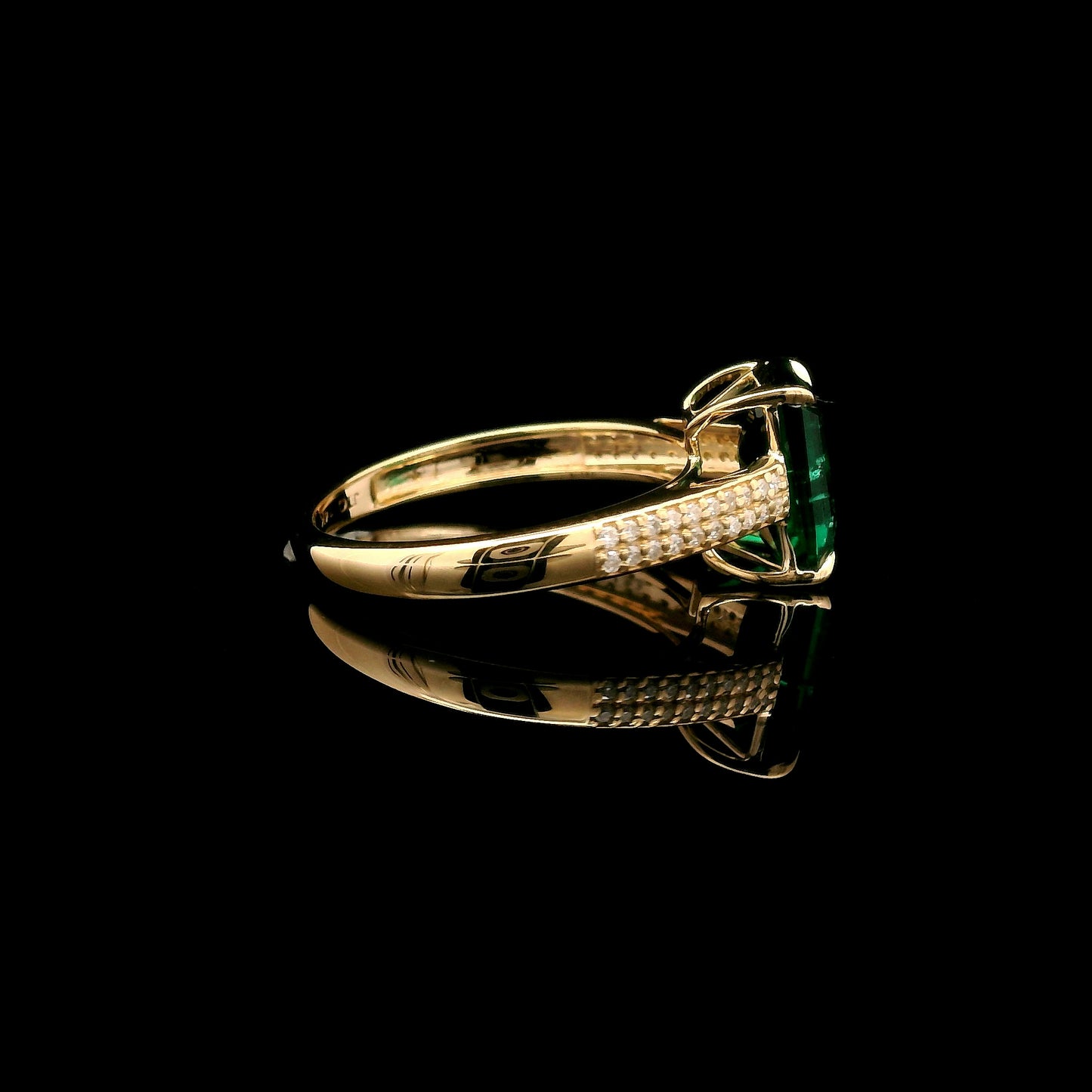 2.13 Ct Emerald Cut Lab Grown Emerald 14K Gold Ring