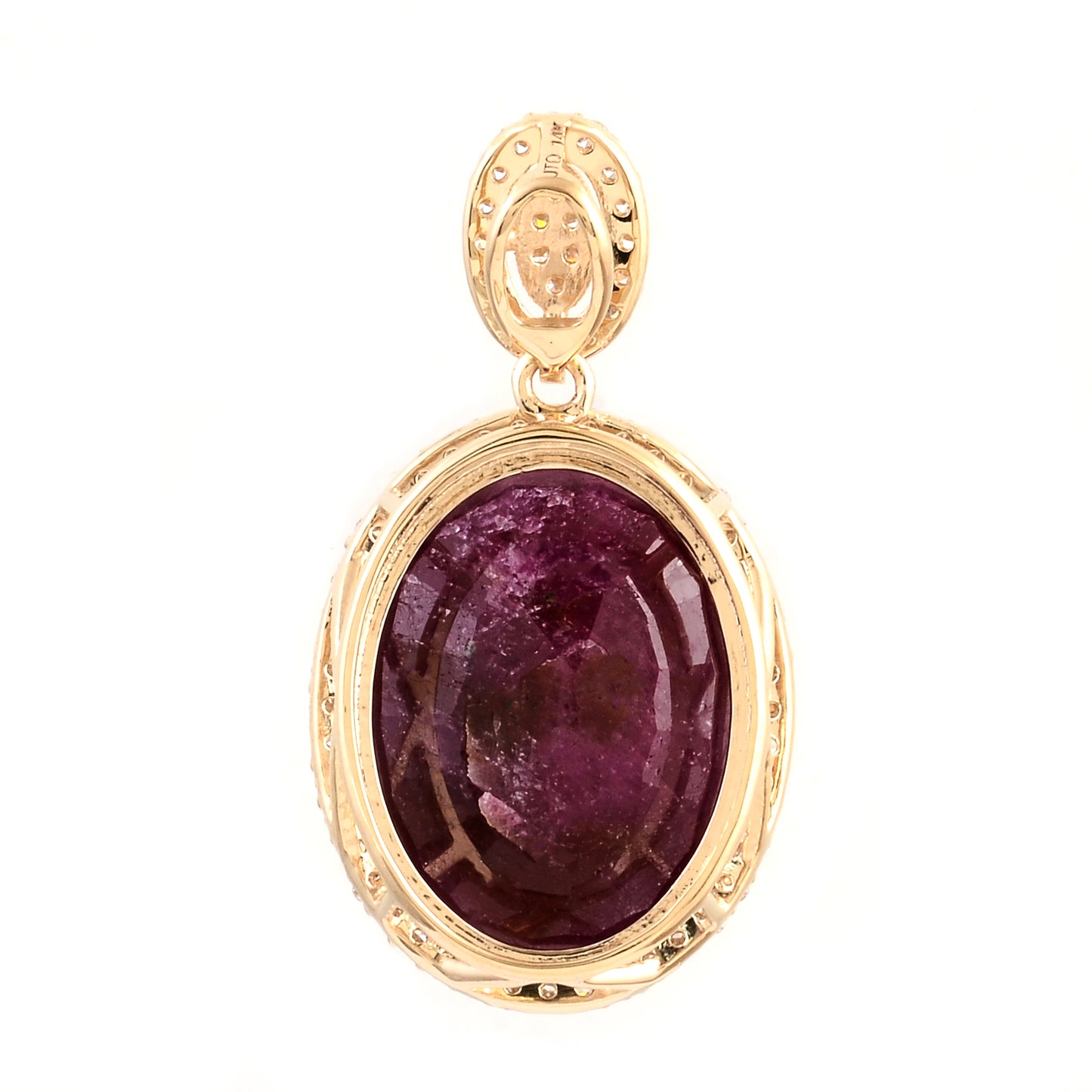 8.16 Ct Oval Mixed Cut Natural Corundum Ruby 14K Gold Pendant