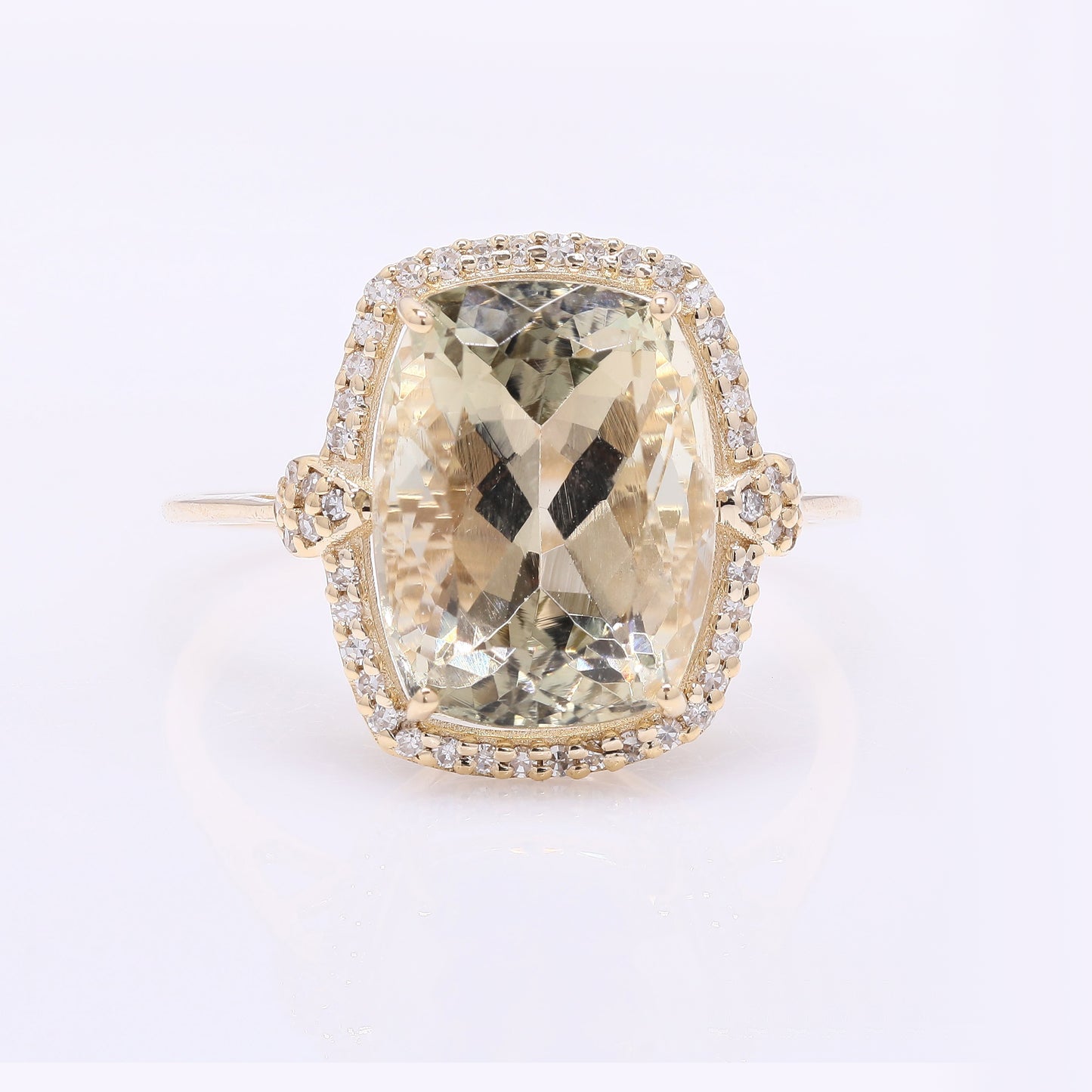 5.59 Ct Cushion Mixed Cut Natural Sunstone 14K Gold Ring