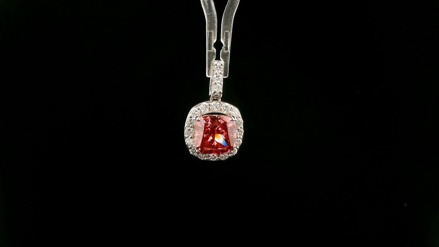 2.56 Carats Pink Lab Grown Diamond 14K Gold Pendant