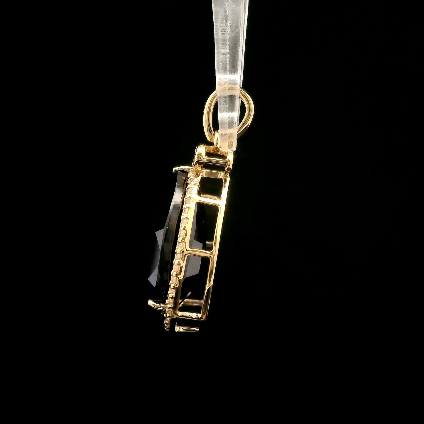 6.37 Ct Pear Mixed Cut Lab Grown Sapphire 14K Gold Pendant