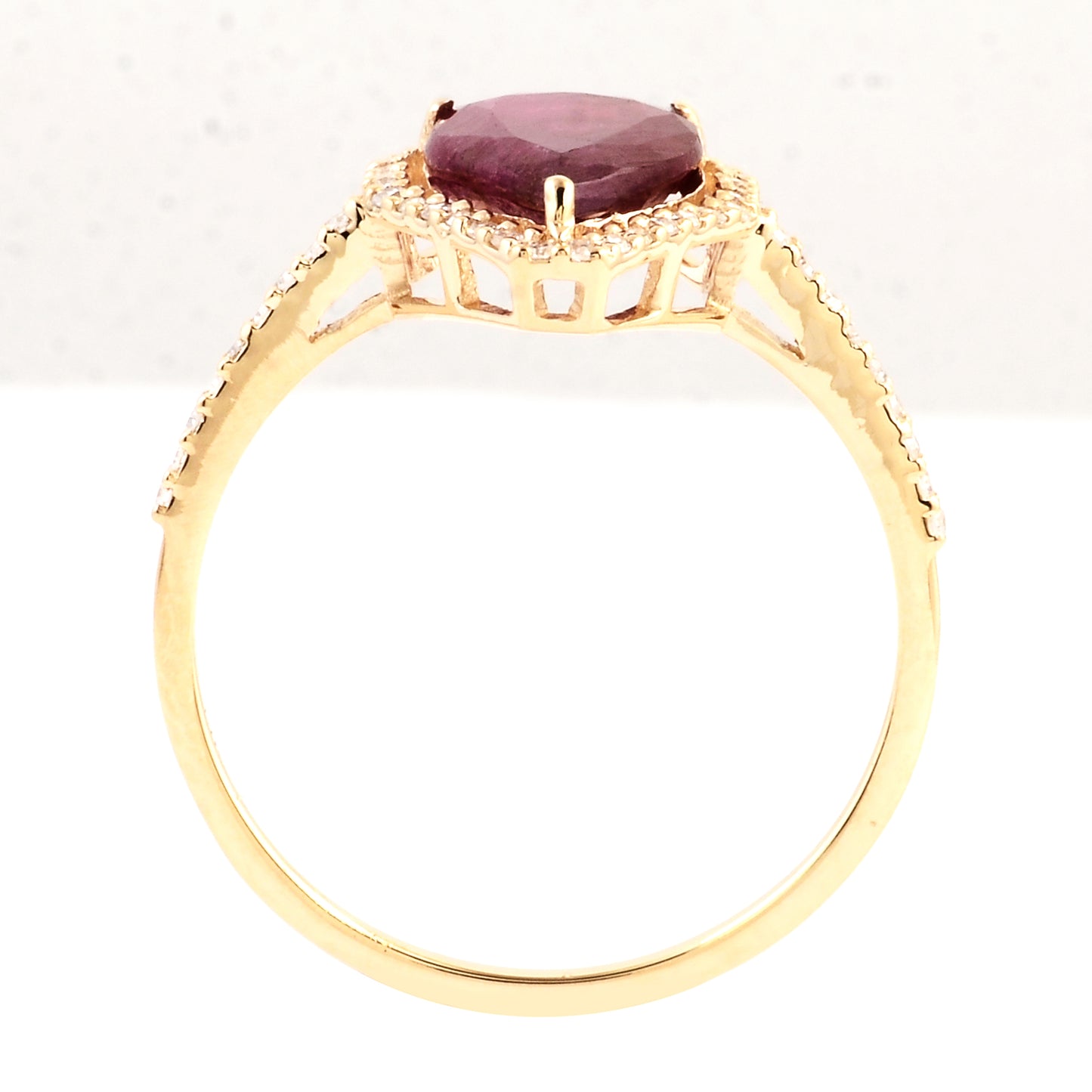 2.33 Ct Pear Mixed Cut Natural Corundum Ruby 14K Gold Ring