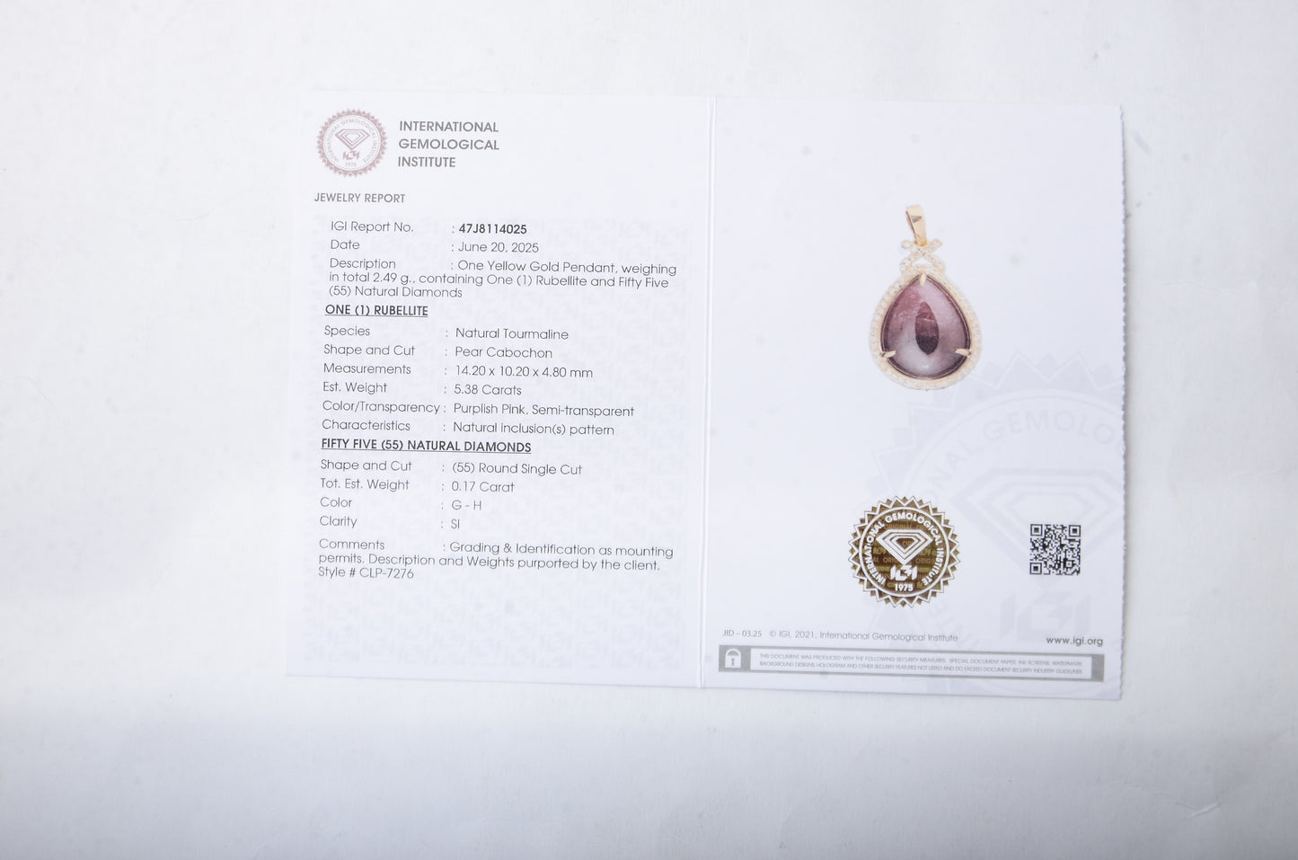 5.55 Ct Pear Cabochon Natural Tourmaline 14K Gold Pendant