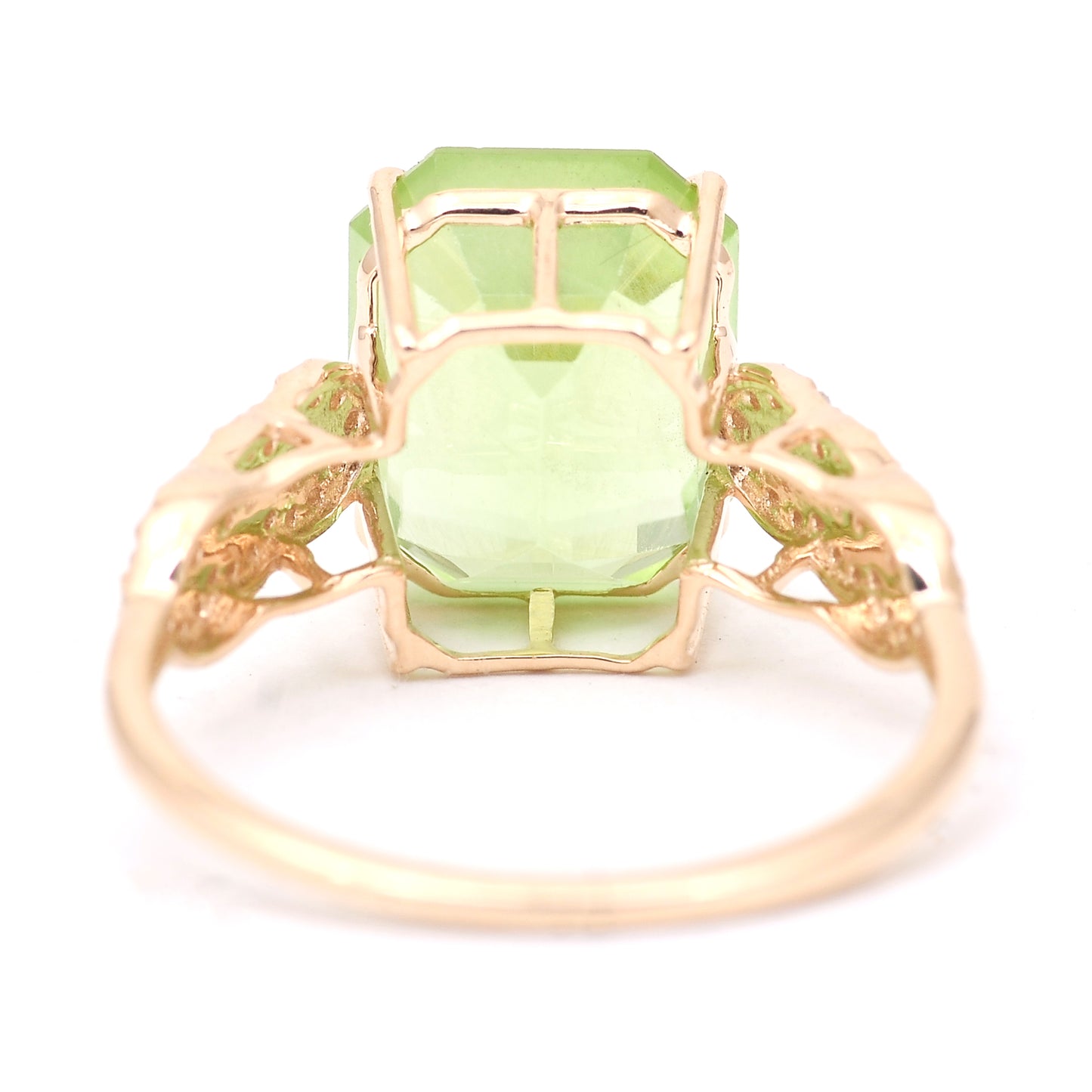 5.87 Ct Octagon Step Cut Natural Peridot 14K Gold Ring