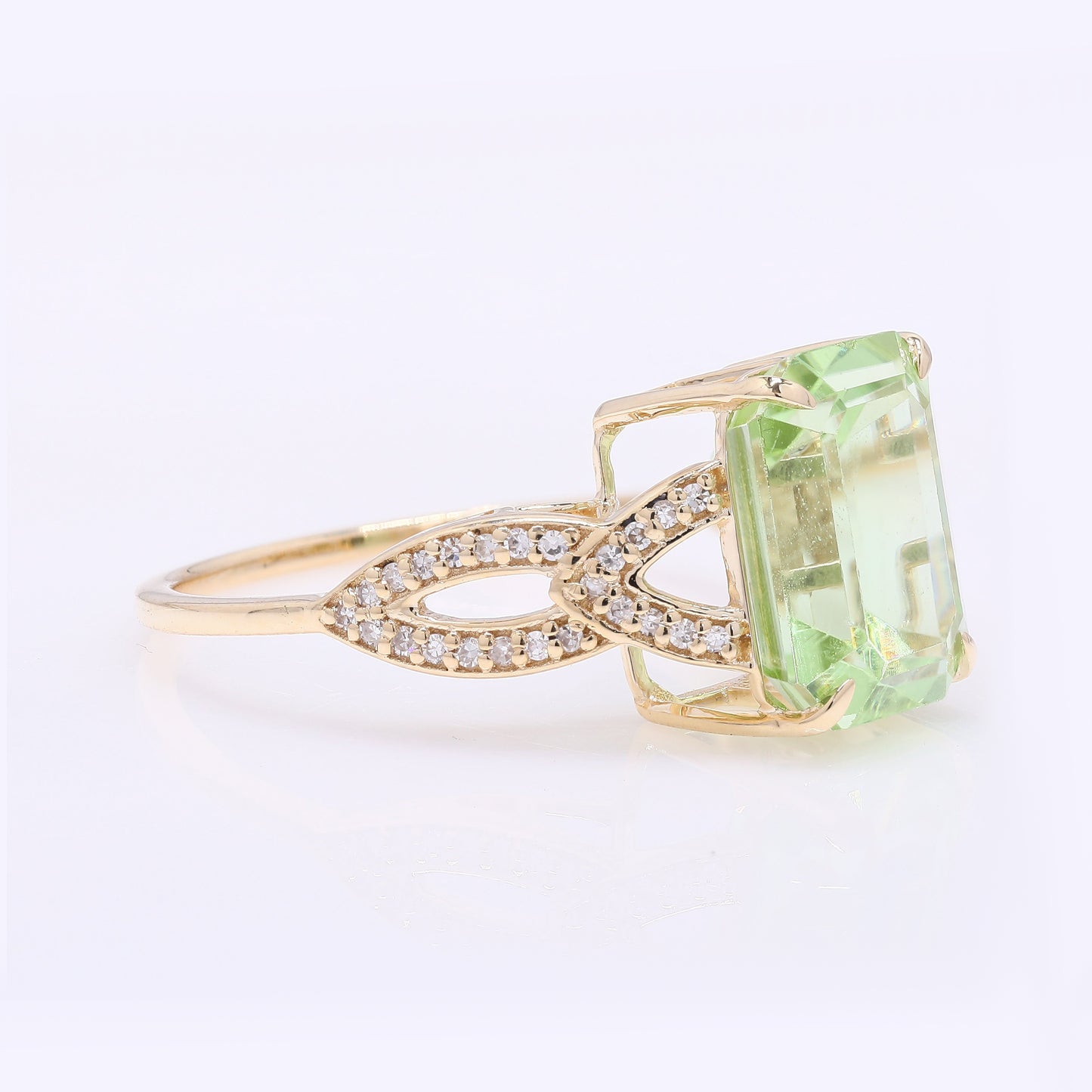 4.95 Ct Pear Mixed Cut Natural Peridot 14K Gold Ring